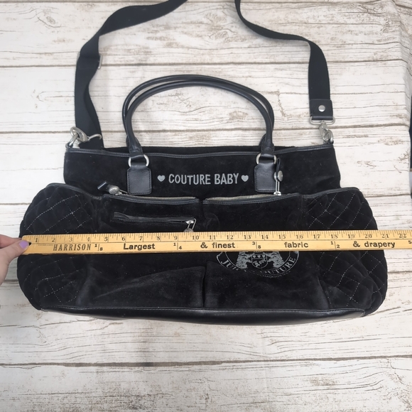 Juicy Couture Black Velour Baby Diaper Bag - Picture 5 of 10